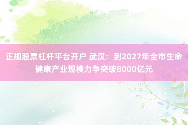 正规股票杠杆平台开户 武汉：到2027年全市生命健康产业规模力争突破8000亿元