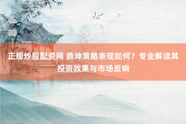 正规炒股配资网 鼎坤策略表现如何？专业解读其投资效果与市场反响