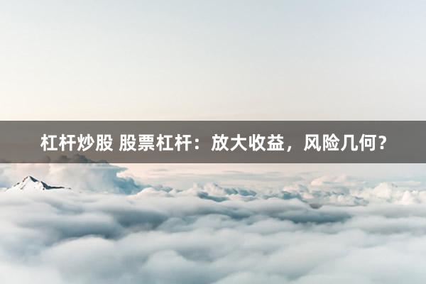 杠杆炒股 股票杠杆：放大收益，风险几何？