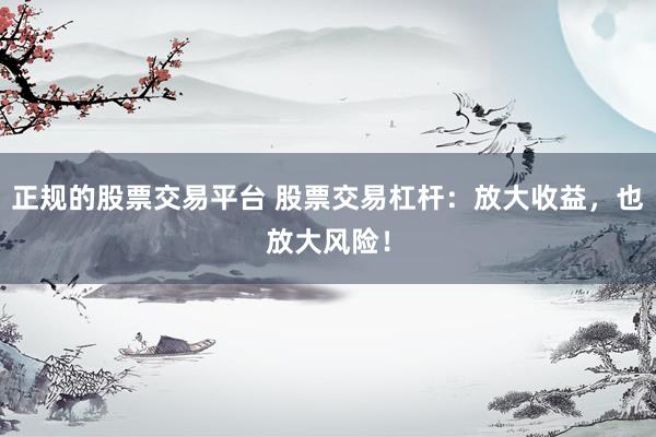 正规的股票交易平台 股票交易杠杆：放大收益，也放大风险！