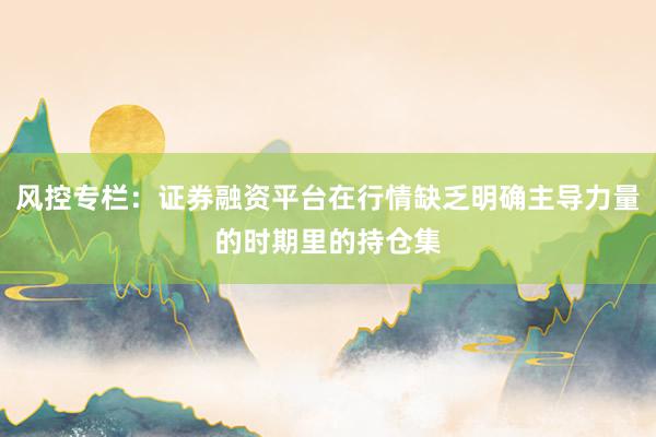 风控专栏：证券融资平台在行情缺乏明确主导力量的时期里的持仓集