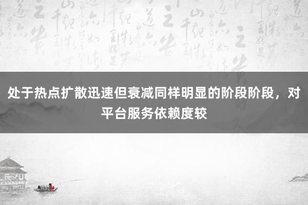 处于热点扩散迅速但衰减同样明显的阶段阶段，对平台服务依赖度较